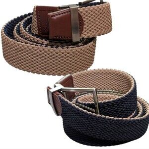 Tommy Bahama Reversible Stretch Cord Belt leather trim navy khaki men's L/XL